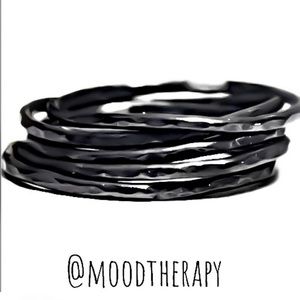 (2-13) 5 PACK of Oxidized 925 Sterling Silver Skinny 1MM Stacking Band Ring Set